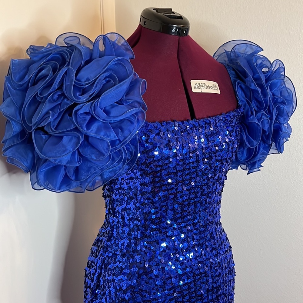 Electric Blue stretch sequin glamour gown